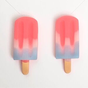 New Handmade Red Pink and Blue Popsicle Post Stud Earrings Unique Gifts Rockets